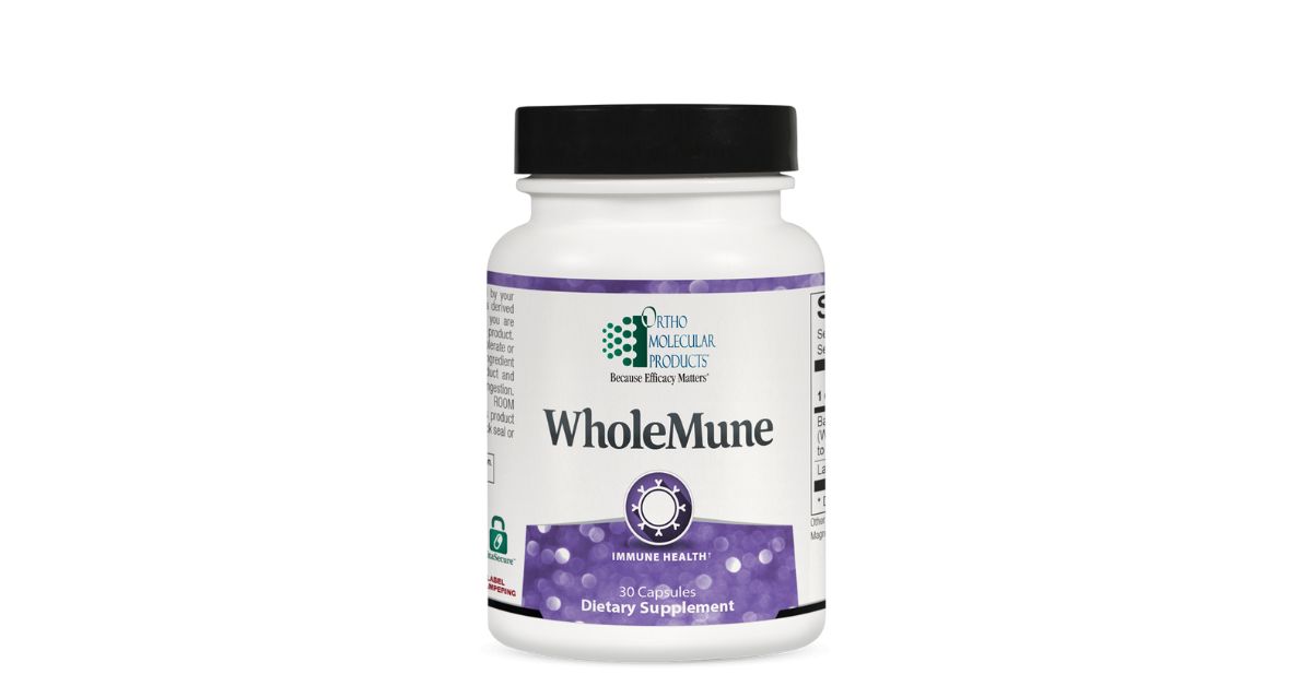 WholeMune supplement bottle by ortho molecular from Best Michigan compounding pharmacy HDRX